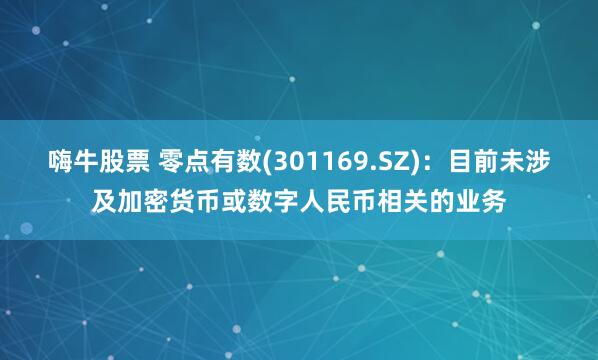 嗨牛股票 零点有数(301169.SZ)：目前未涉及加密货币或数字人民币相关的业务